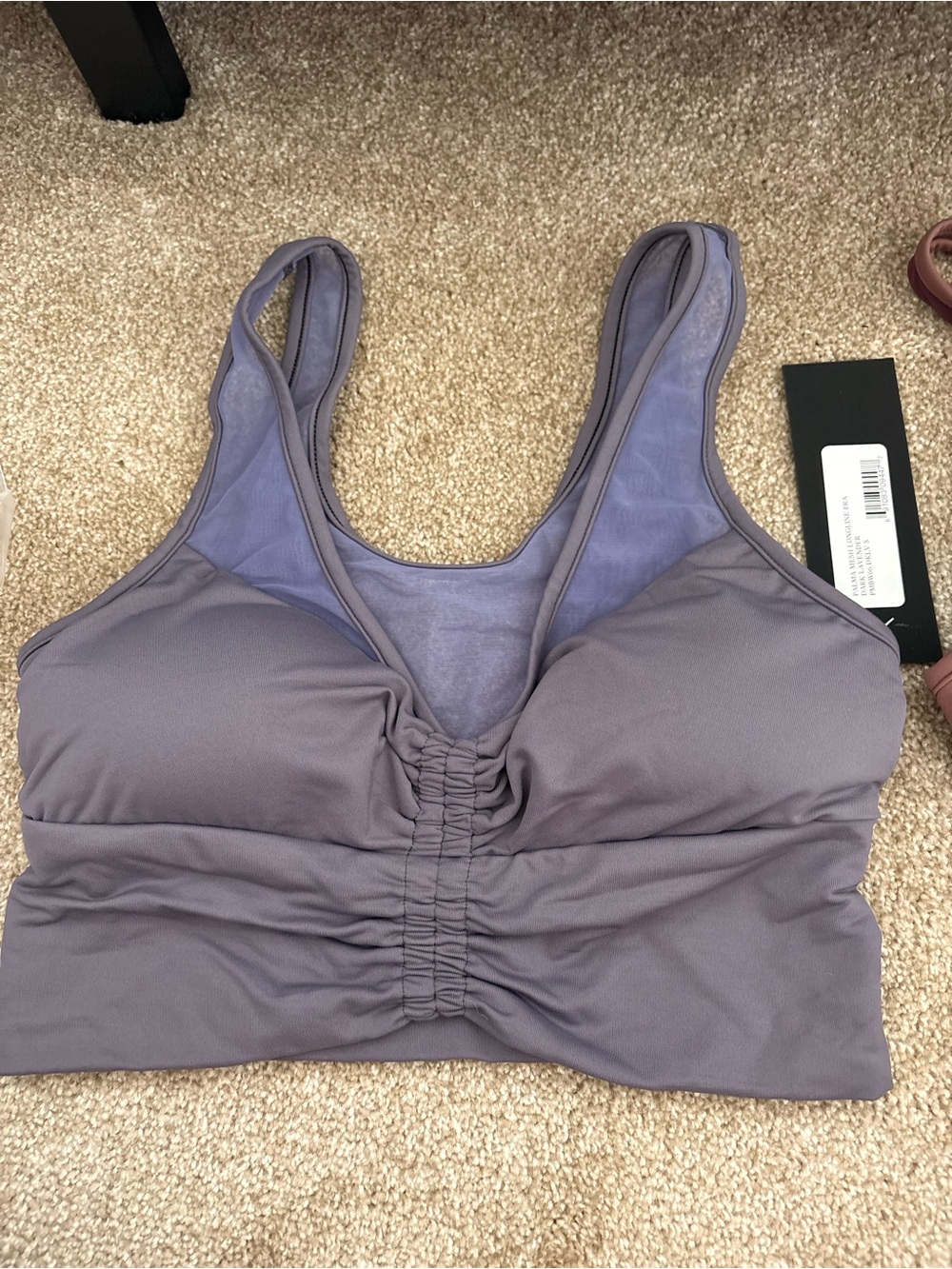 MICHI Lavender Gray Ruched Sports Bra with Supportive Straps
